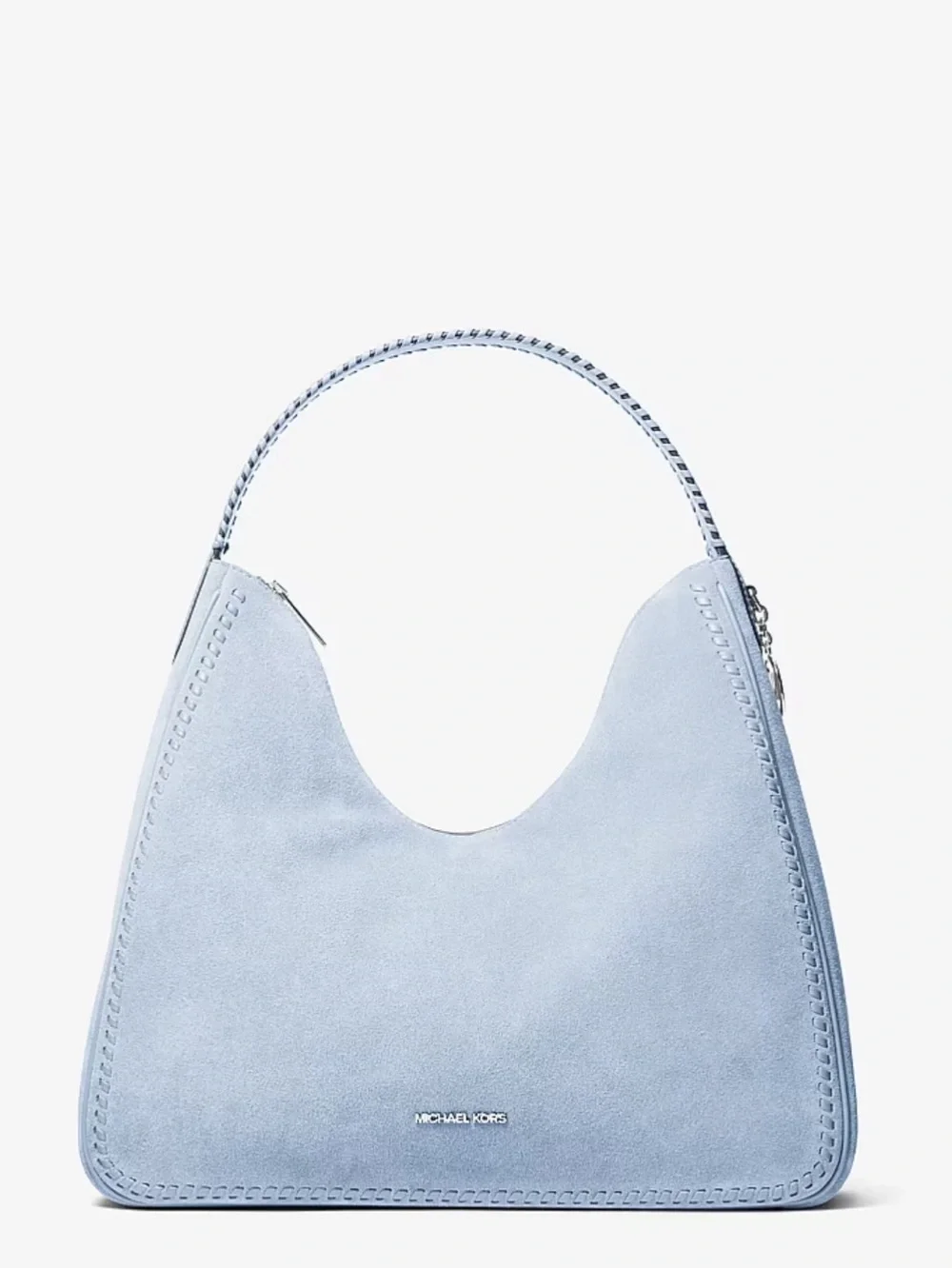 MICHAEL KORS Nayla Medium Suede Hobo Shoulder Bag Pale Blue  NWT